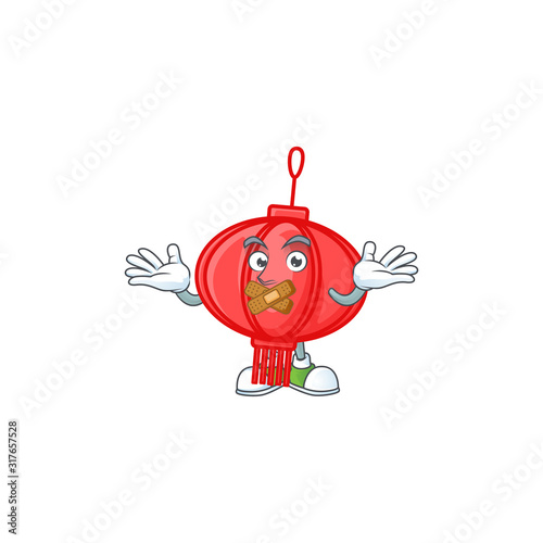a silent gesture of chinese lampion mascot cartoon character design
