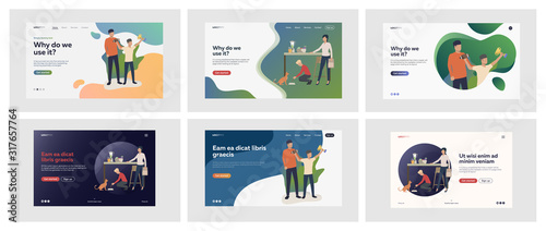 Set of men, women, children spending time together. Flat vector illustrations of casual people hanging out with families. Family and parenting concept for banner, website design or landing web page