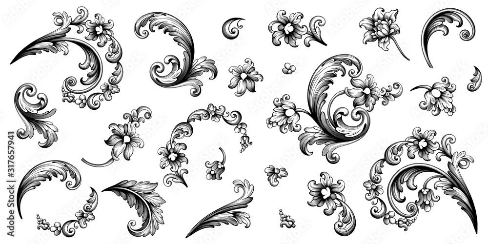 Floral Tattoo flowers border seamless pattern line artwork, Abstract hand  drawn floral pattern minimal design elements. Flower Hand Drawn Botanical  Flower design Vector art line nature. leaf, flower 16610734 Vector Art at