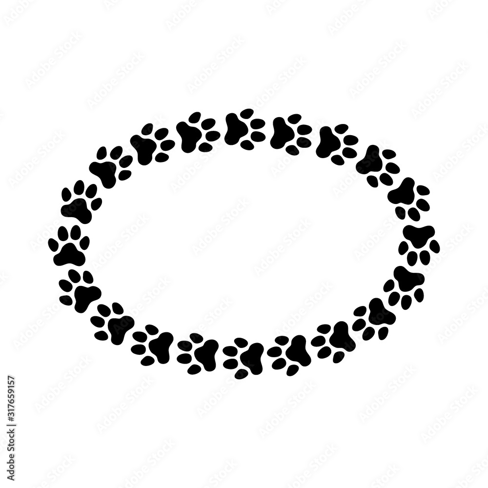 Oval frame made of paw prints Oval frame made of paw prints
