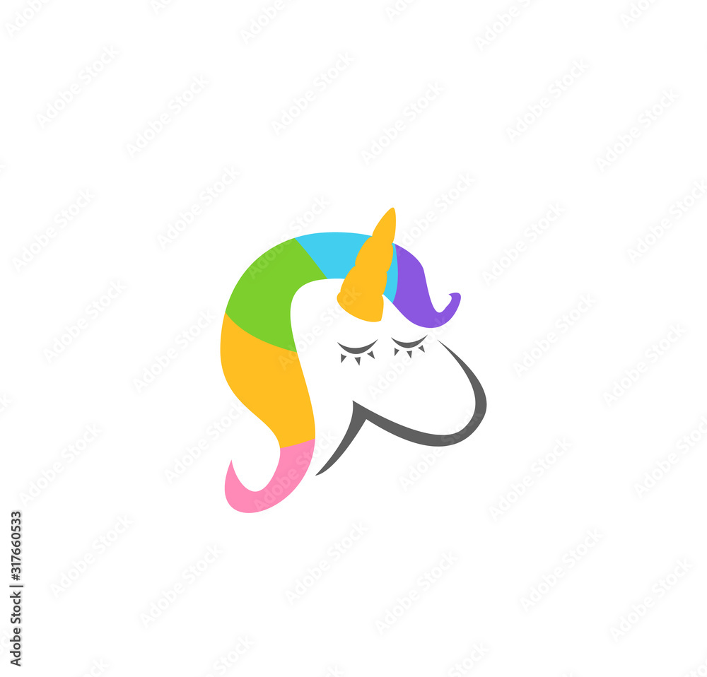 Unicorn head logo icon symbol simple vector illustration Unicorn head logo icon symbol simple vector illustration