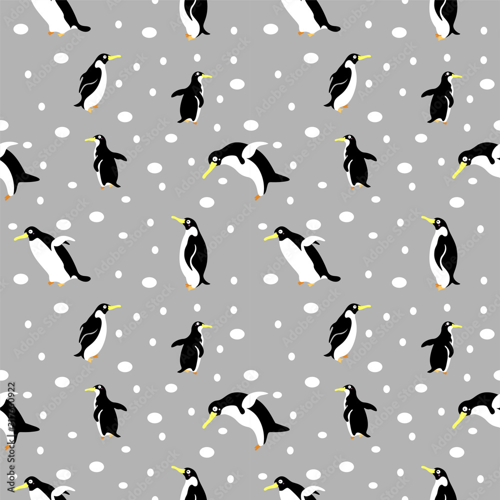 Funny Penguin Seamless Pattern Wallpaper Vector