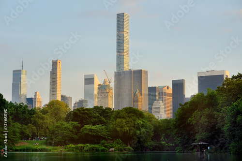 Idyllic sunset view of Central Park  New York  USA