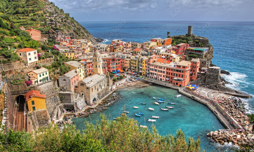 View of the Beautiful Village of Vernazza in Cinque Terre, Italy