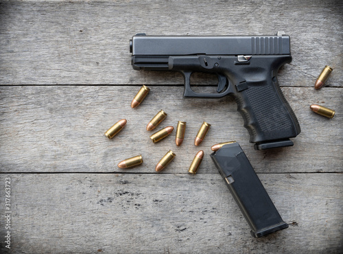 gun on wood