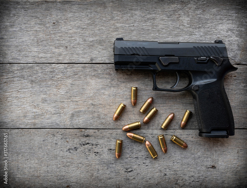 gun on wood
