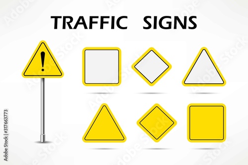 Empty traffic signs isolate on white background