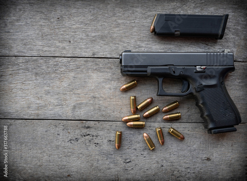 gun on wood