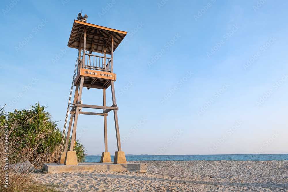 A beach guard tower