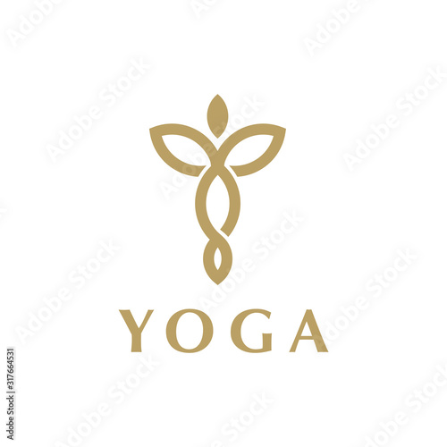 Abstract Yoga Logo template Linear Style. Health Spa Harmony Logotype concept.