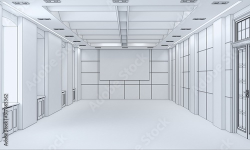 empty room, interior visualization, 3D illustration