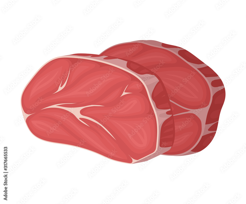 Fresh Red Raw Meat and Bacon Vector Composition Fresh Red Raw Meat and Bacon Vector Composition