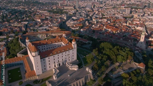 Drone shot of Bratislava Castle in Slovakia during summer photo