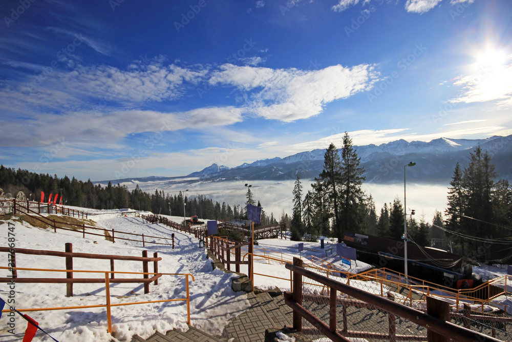 Beautiful winter scenery in Bukowina Tatrzanska
