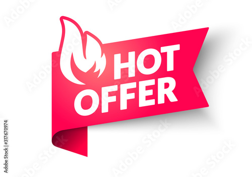 Vector illustration Hot Sale Price Offer Banner. Hot Deal Label Template With Flame. 