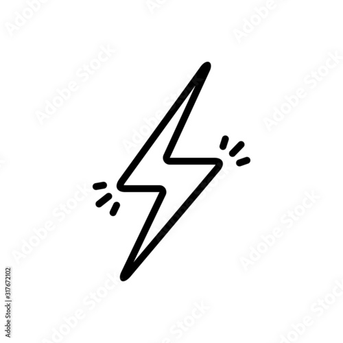 Black line icon for lightening bolt