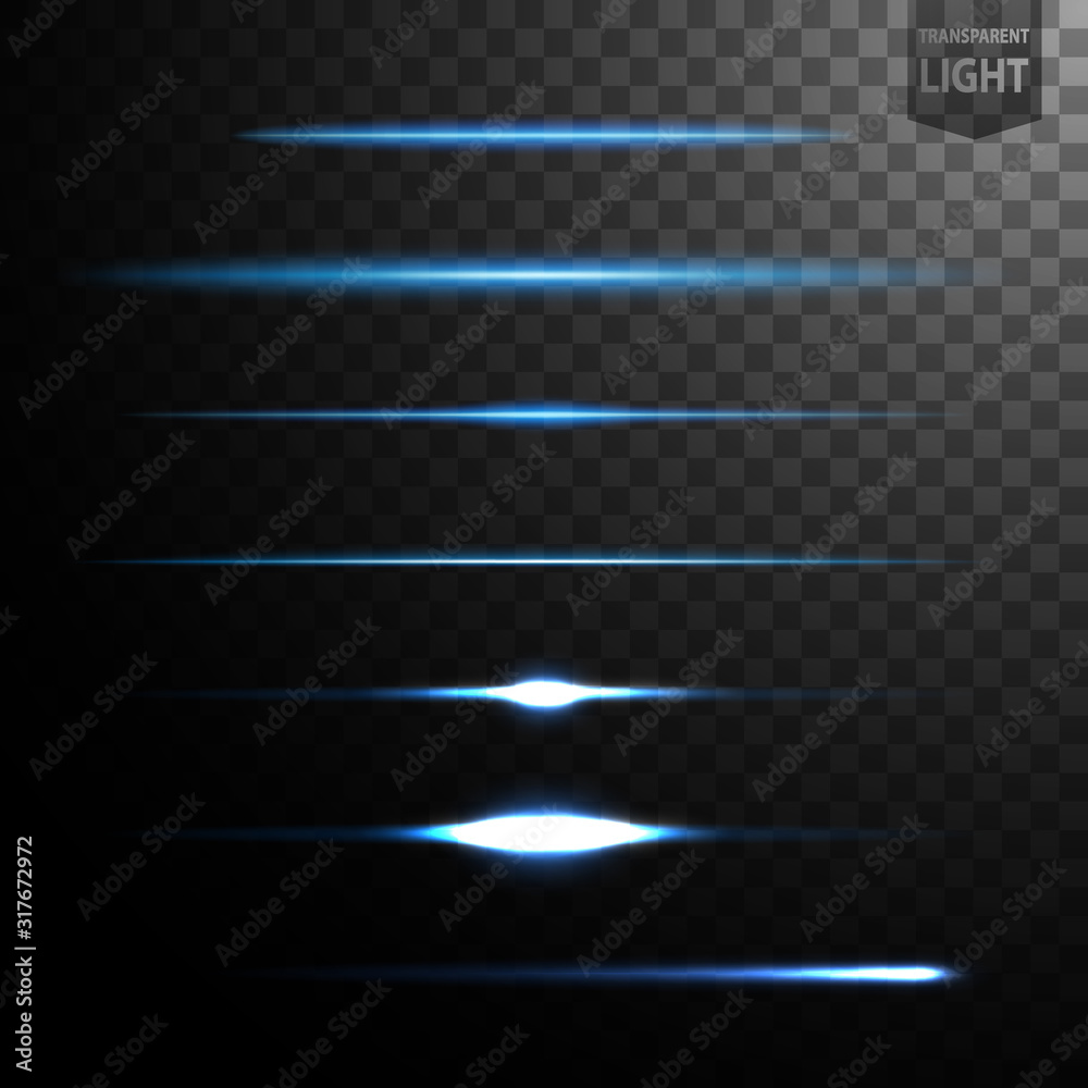 Abstract blue light lines isolated on transparent background, easily transferred to your project