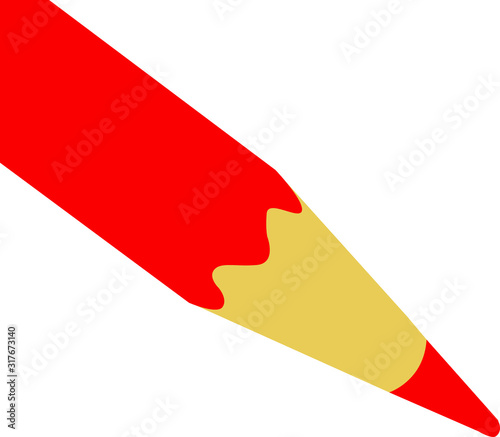 Illustration on which a flat banal pencil of trendy red color is drawn on a white background.