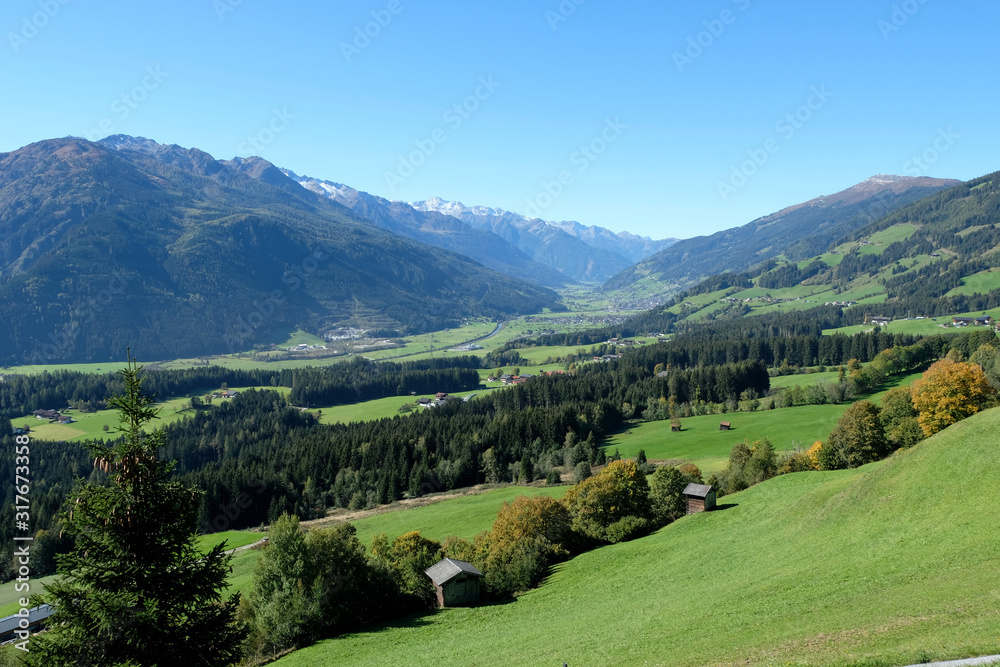 Austrian Mountain Ranges Panorama of Austrian villages, Hollersbach, Passthurn, Oberpinzgau and ...
