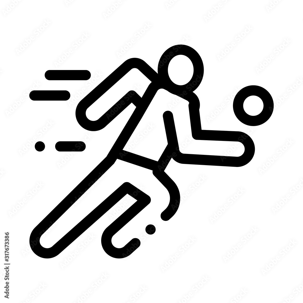 Volleyball Player in Run Icon Vector. Outline Volleyball Player in Run Sign. Isolated Contour Symbol Illustration