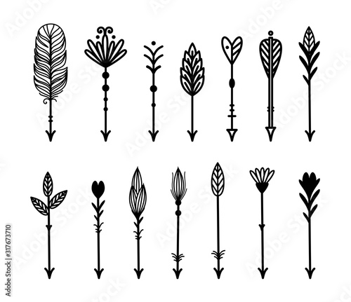 Rustic, boho arrows set vector