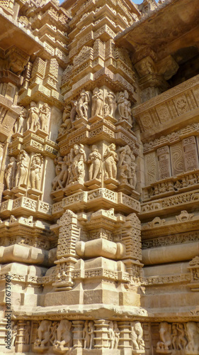 Famous indian Madhya Pradesh tourist landmark - Kandariya Mahadev Temple, Khajuraho, India. Unesco World Heritage Site