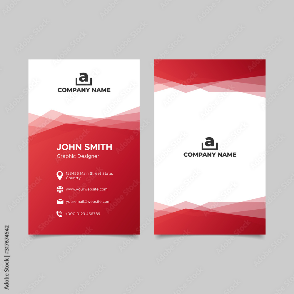 Red gradient business card templates design