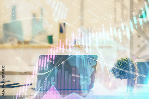 Wallpaper Mural Forex Chart hologram on table with computer background. Double exposure. Concept of financial markets. Torontodigital.ca