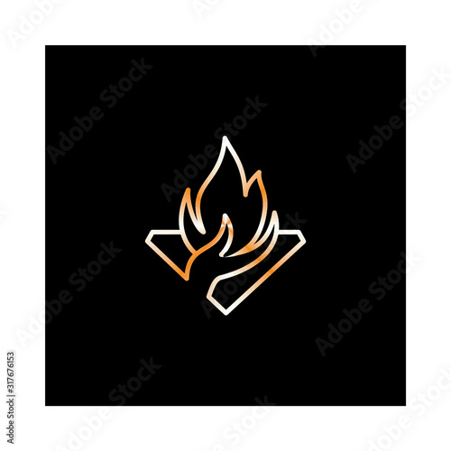 Torch logo hand holding a fire design photo