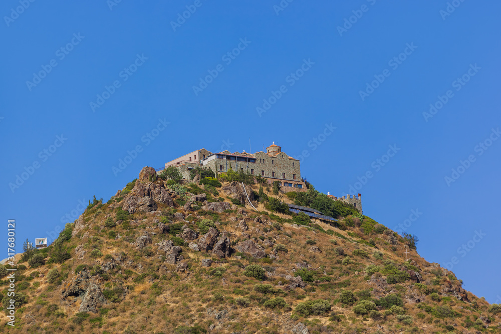 Stavrovouni Monastery on the mountain in Cyprus