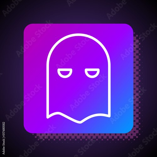 White line Executioner mask icon isolated on black background. Hangman, torturer, executor, tormentor, butcher, headsman icon. Square color button. Vector Illustration