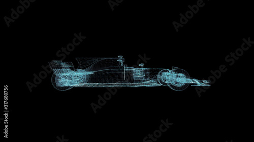 F1 Formula Hologram Wireframe. Nice 3D Render on a black background © mahirkart