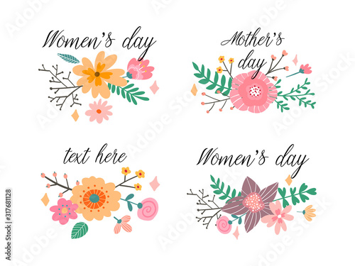 Hand drawn logo collection. Logo design with flowers and beautiful fonts. For designers, florists, photographers and other creative professions