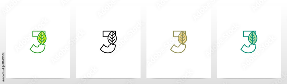 Obraz premium Leaf On Letter Logo Design J