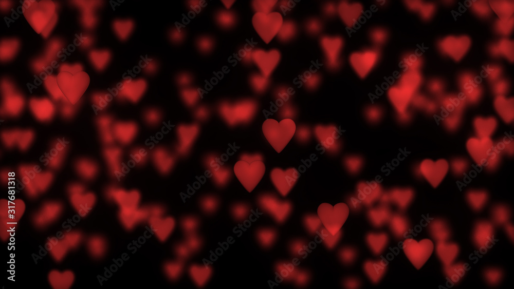 Red heart and wedding blur design. 3d rendering