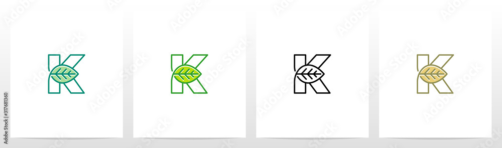 Leaf On Letter Logo Design K Leaf On Letter Logo Design K