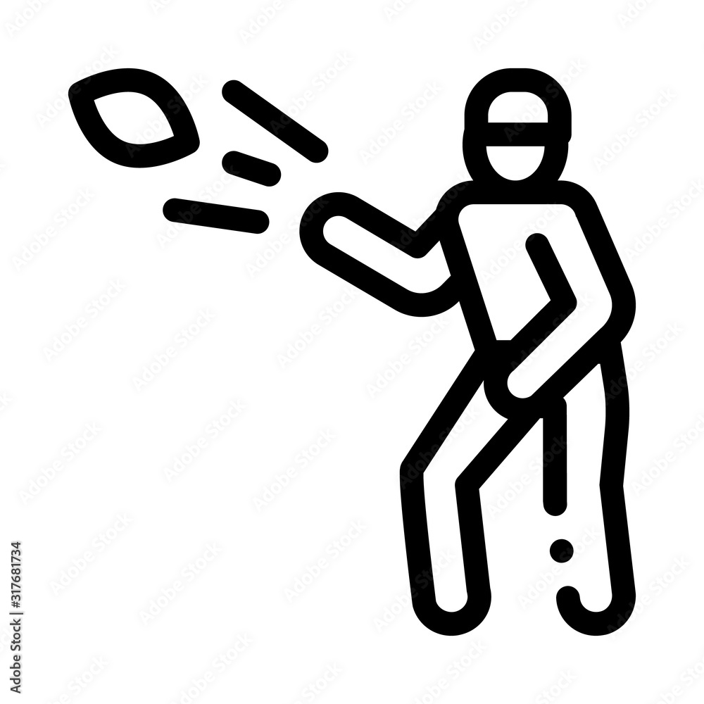 Rugby Player Throws Ball Icon Vector. Outline Rugby Player Throws Ball Sign. Isolated Contour Symbol Illustration Rugby Player Throws Ball Icon Vector. Outline Rugby Player Throws Ball Sign. Isolated Contour Symbol Illustration