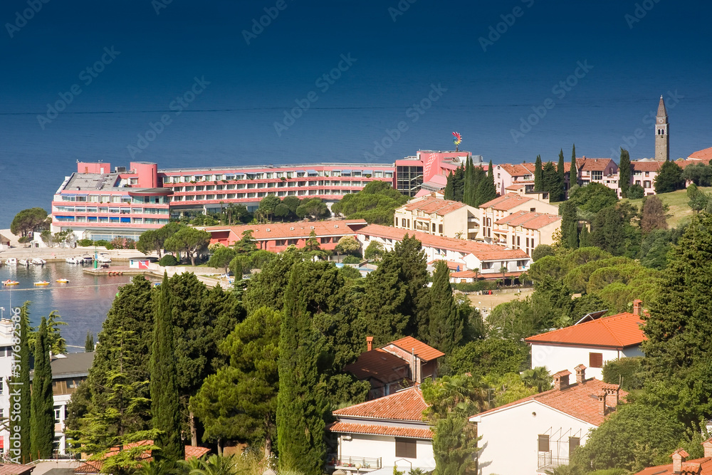 Fototapeta premium Overlooking Lucija, Adria, Istria, Slovenia, Europe
