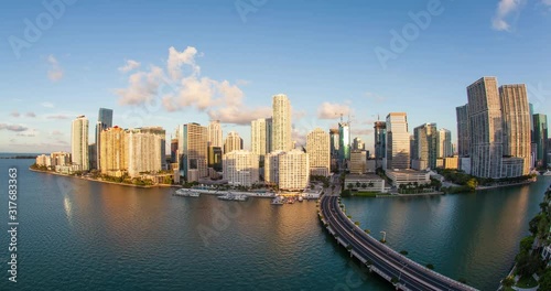 Wallpaper Mural View from Brickell Key, a small island covered in apartment towers, towards the Miami skyline, Miami, Florida, USA - Time lapse Torontodigital.ca