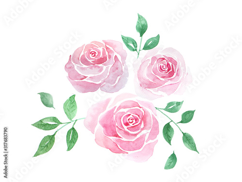 Wallpaper Mural Pink Rose Bouquet Watercolor Image Torontodigital.ca