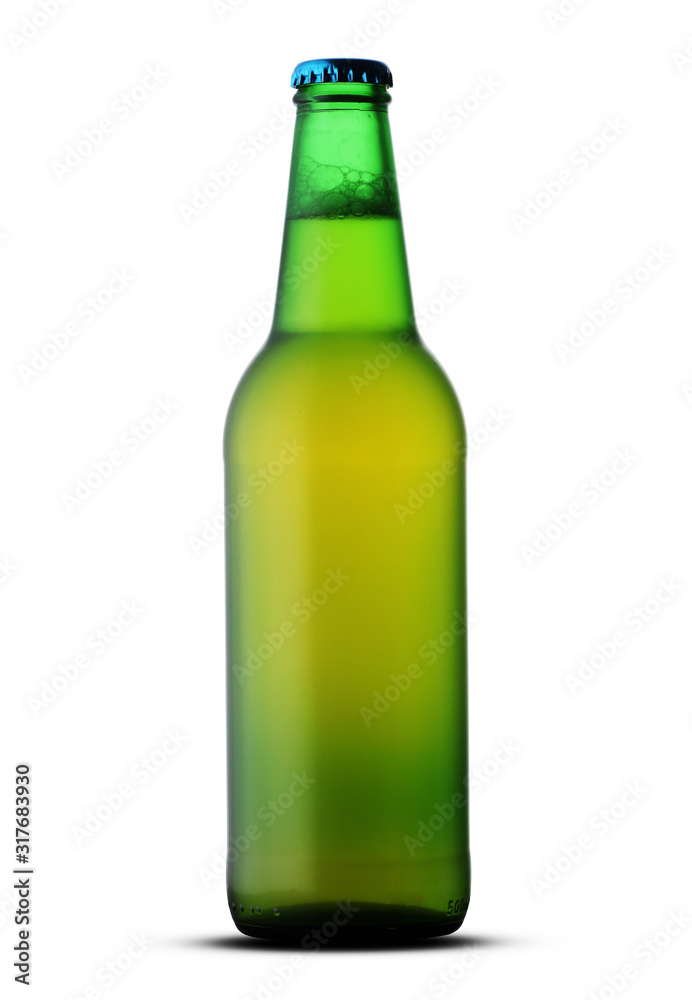 green full bottle with beer green full bottle with beer