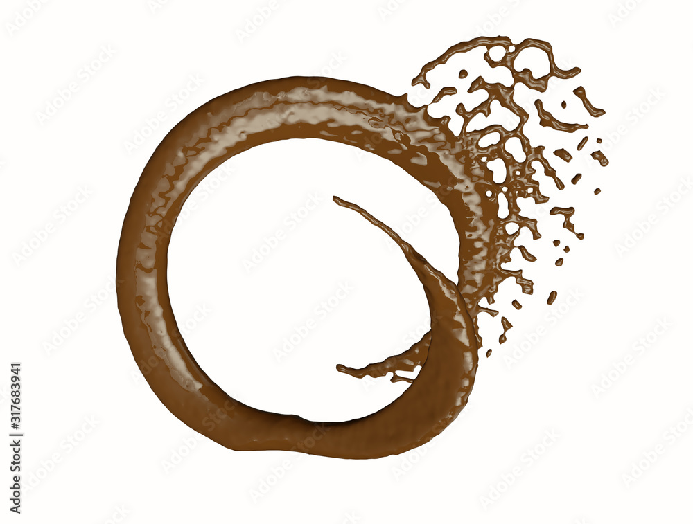 Chocolate round ring on white background 3d render. Chocolate round ring on white background 3d render.