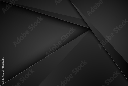 High contrast dark grey stripes with shadows on gradient background. Abstract grunge tech graphic banner design. Vector Illustration EPS10