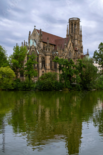  The Protestant Church of St John Johanneskirche (Church of St. John) , in the Feuersee (lake of fire) and is now one of the most important tourist attractions  Stuttgart. The church was built in 1864
