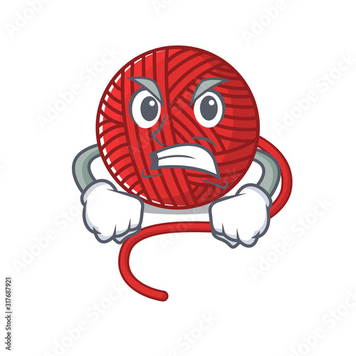 Red wool yarn cartoon character design having angry face