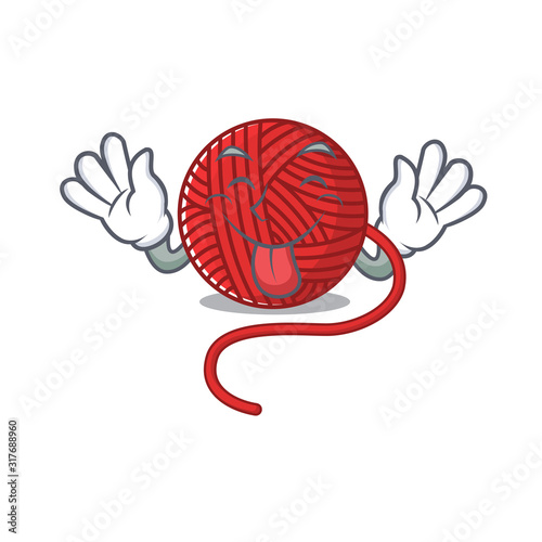 Cute red wool yarn cartoon mascot style with Tongue out