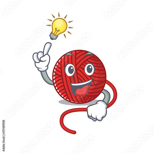 Have an idea gesture of red wool yarn cartoon character design