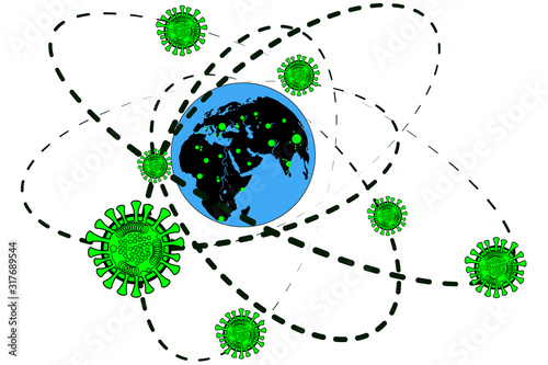 The spread of coronavirus, pneumonia virus around the world, planet Earth, pandemic, a possible epidemic2