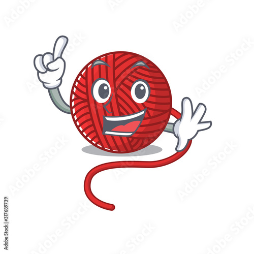 One Finger red wool yarn in mascot cartoon character style