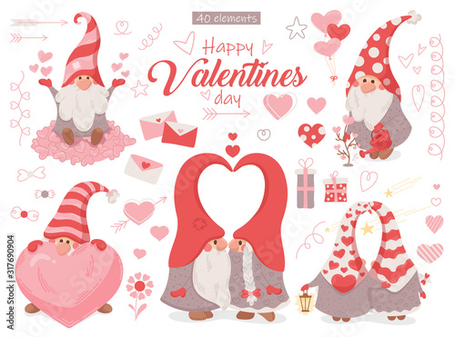 Set of vector elements. Valentine's Day